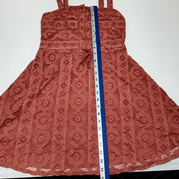 Aeropostale Rose Corset Detail Mini Dress Floral Lace Fit & Flare Medium Size - Picture 8 of 8